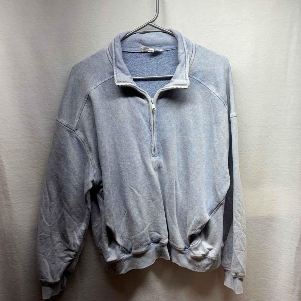 Hippie Rose Pullover Sweatshirt Women's Large Light Blue Quarter Zip Casual - Picture 1 of 7